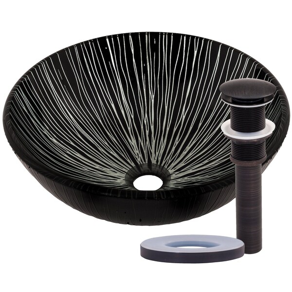 Novatto GODERE Glass Vessel Bathroom Sink Set, Oil Rubbed Bronze NOHP-G023ORB - main